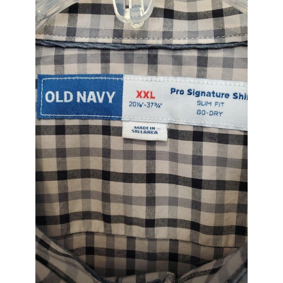 Old Navy Men's Gray Plaid Slim Fit  Pre Signature Button-Up Shirt Size XXL - Picture 3 of 6